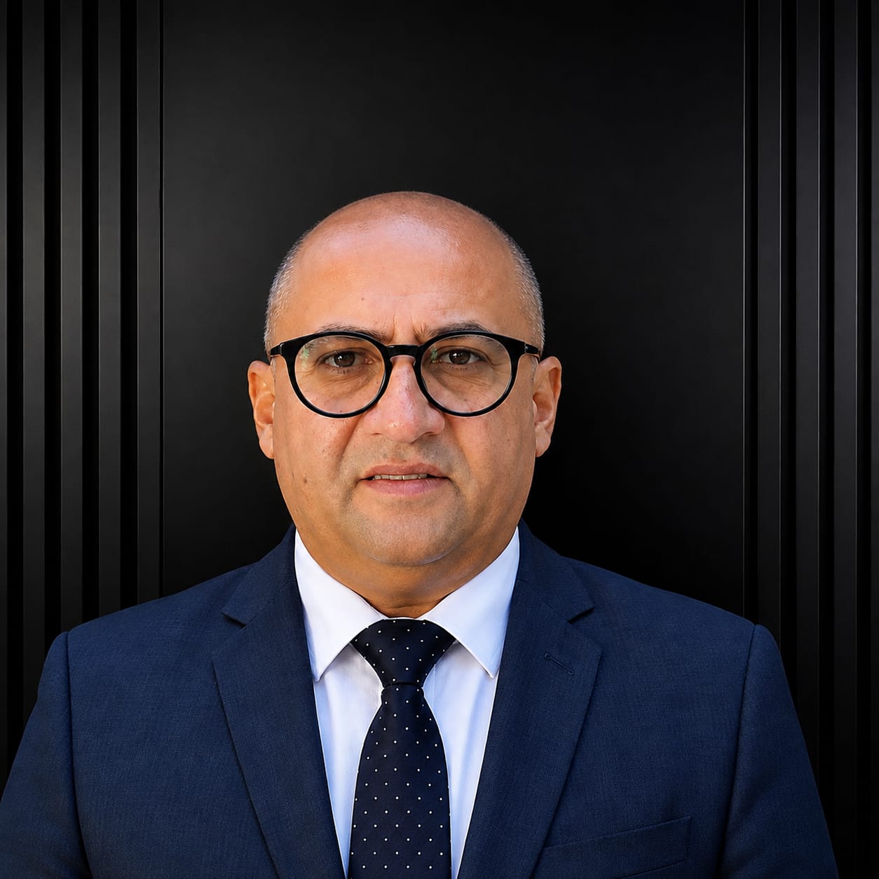 Retrato profissional de Edival Ferreira com terno azul